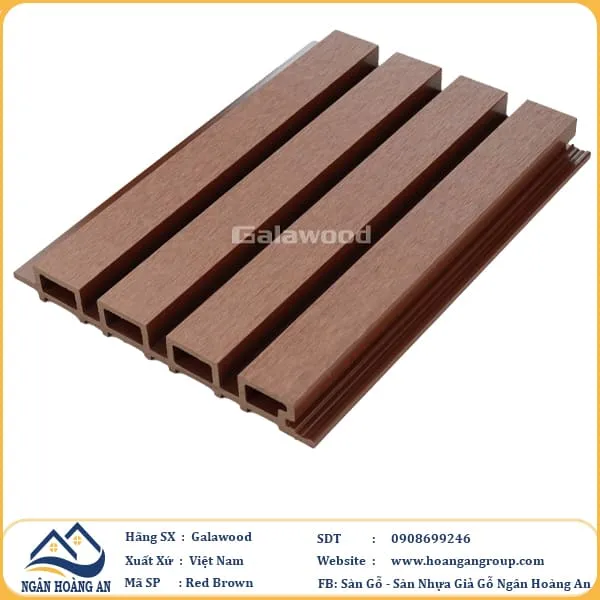 Tấm Ốp Lam Sóng Gỗ Nhựa Ngoài Trời Galawood G4S219 Red Brown